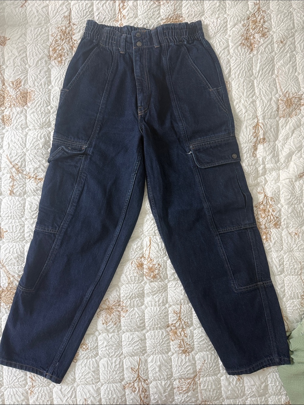 BDG Dark Navy Cargo Pants - Elastic Waist